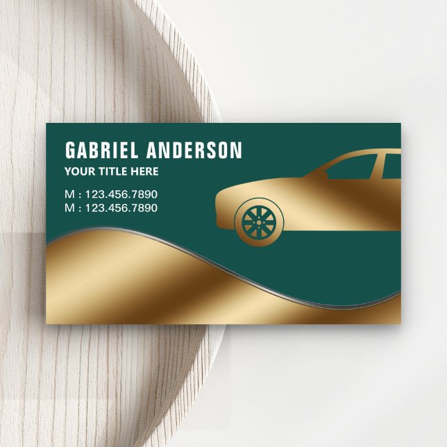 Tarjeta De Visita Dark Green Gold Luxury Car Hire Chauffeur (Subido por el creador)