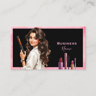 Tarjeta De Visita Dark Haired Makeup Personalizado Lady