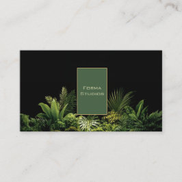 Tarjeta De Visita Dark Jungle Tropical Foliage Minimalist Black