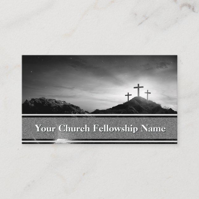 Tarjeta De Visita Dark Light Empty Tomb Three Crosses Pastor (Anverso)