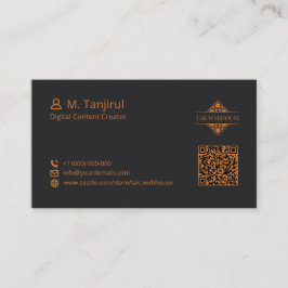 Tarjeta De Visita Dark Matte Mandala Diamond Tile Pattern QR Code