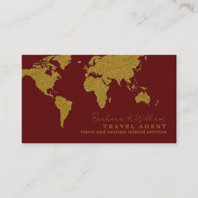 Tarjeta De Visita Dark Red Contact Card for travel agents (Anverso)