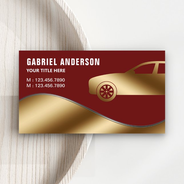 Tarjeta De Visita Dark Red Gold Luxury Car Hire Chauffeur (Subido por el creador)