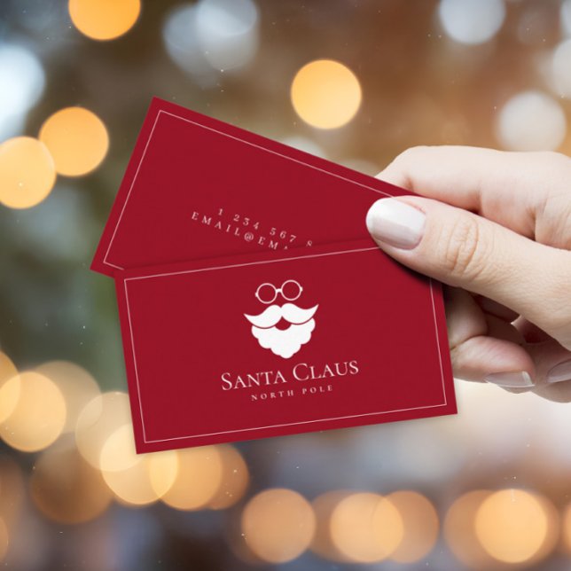 Tarjeta De Visita Dark Red Santa Claus Logo North Pole Custom (Subido por el creador)