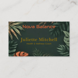 Tarjeta De Visita Dark Teal Tropical Elegant Wellness Business Card