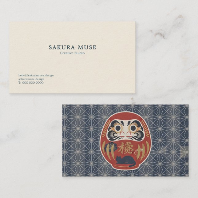 Tarjeta De Visita Daruma & Hidden Cat Business Cards (Anverso / Reverso)