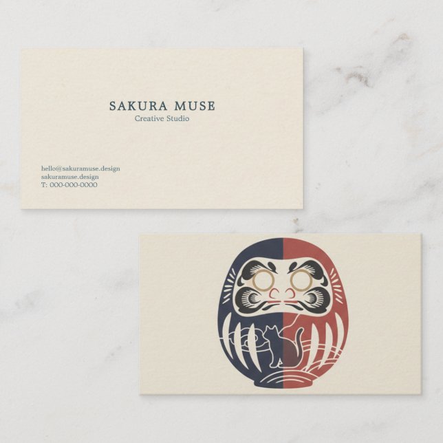 Tarjeta De Visita Daruma & Hidden Cat Business Cards (Anverso / Reverso)