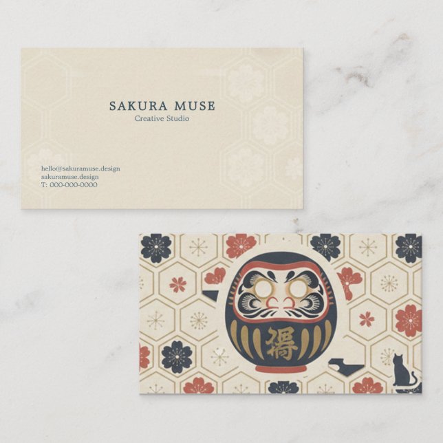 Tarjeta De Visita Daruma & Hidden Cat Business Cards (Anverso / Reverso)