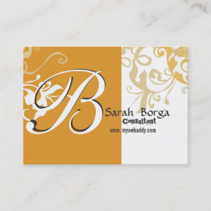 Tarjeta De Visita DayLily floral moderno del monograma en blanco