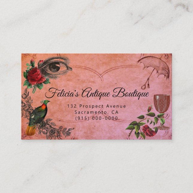 Tarjeta de visita de 3,5" x 2,0" para antigüedades (Anverso)