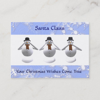 Tarjeta de visita de 3 navidad de los muñecos de