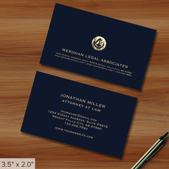 Tarjeta de visita de abogado Blue and Gold (Subido por el creador)