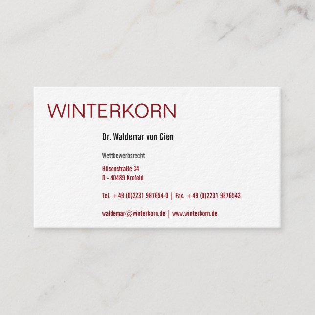 Tarjeta de visita de abogados (Anverso)