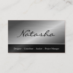 Tarjeta de visita de acero negra elegante de la