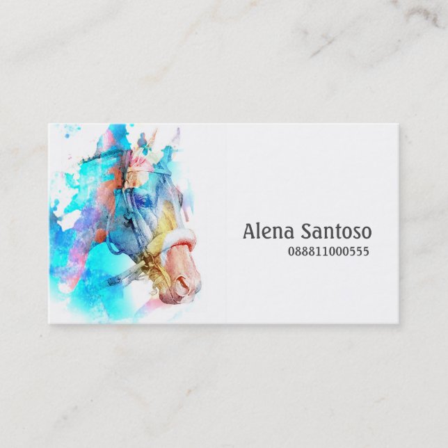 Tarjeta de visita de acuarela para caballos (Anverso)