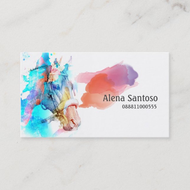 Tarjeta de visita de acuarela para caballos (Anverso)