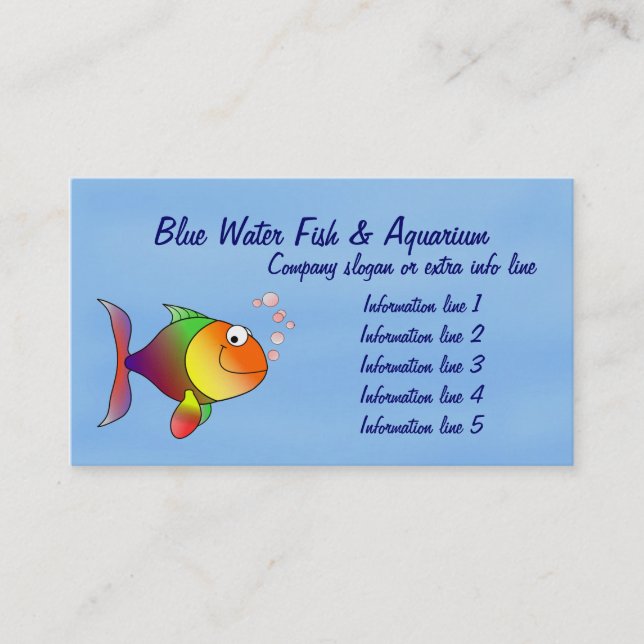 Tarjeta de visita de acuario de peces (Anverso)