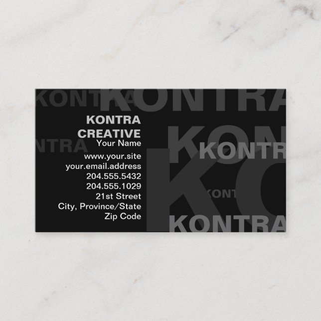 Tarjeta de visita de afectación grande del texto (Anverso)