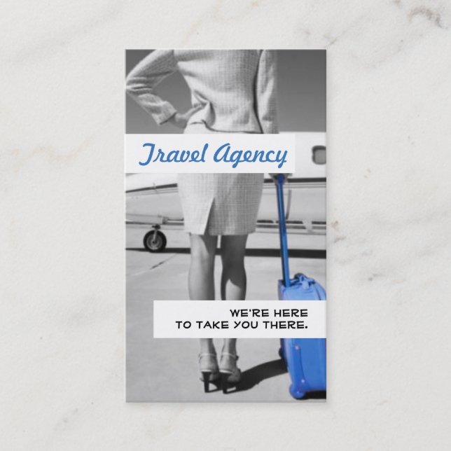 Tarjeta de visita de agente de viajes azul moderno (Anverso)