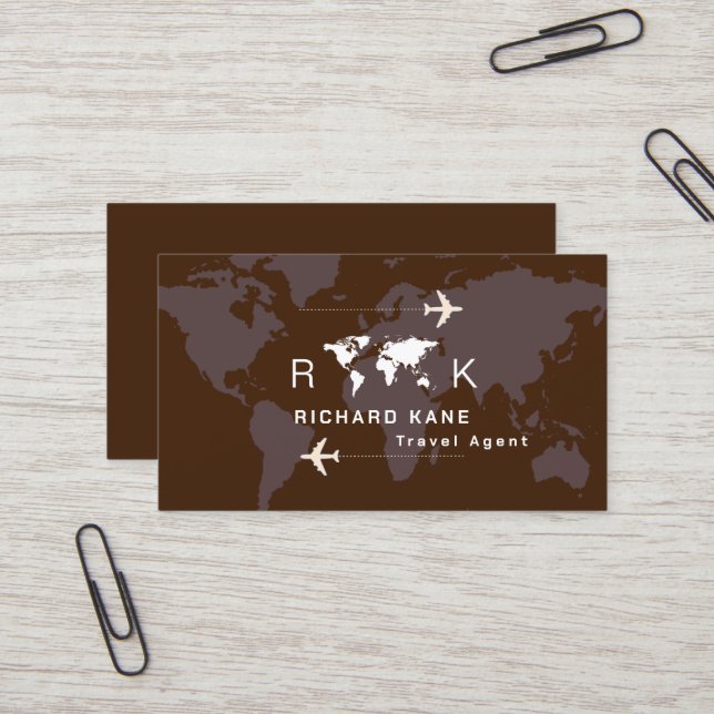 Tarjeta de visita de agente de viajes para él (Anverso/Reverso In Situ)