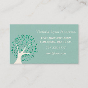 Tarjeta de visita de árbol de corazón de menta