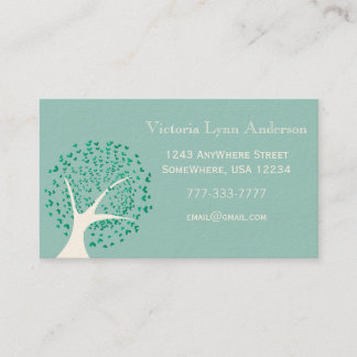 Tarjeta de visita de árbol de corazón de menta