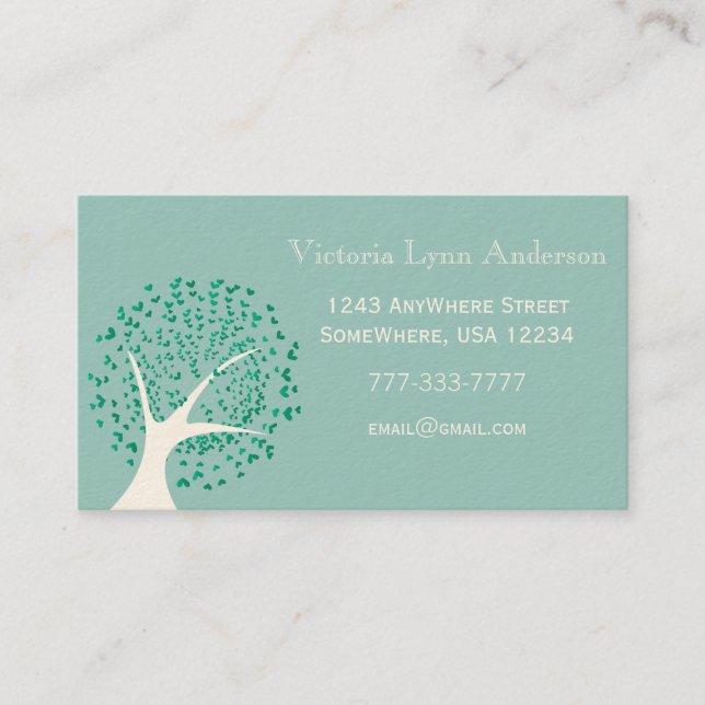 Tarjeta de visita de árbol de corazón de menta (Anverso)