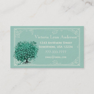 Tarjeta de visita de árbol de corazón de menta