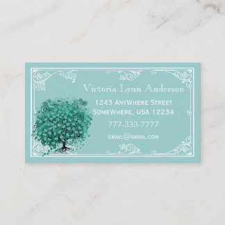 Tarjeta de visita de árbol de corazón de menta