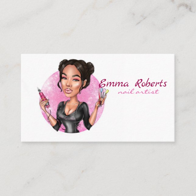 Tarjeta de visita de artista de la uña chica (Anverso)