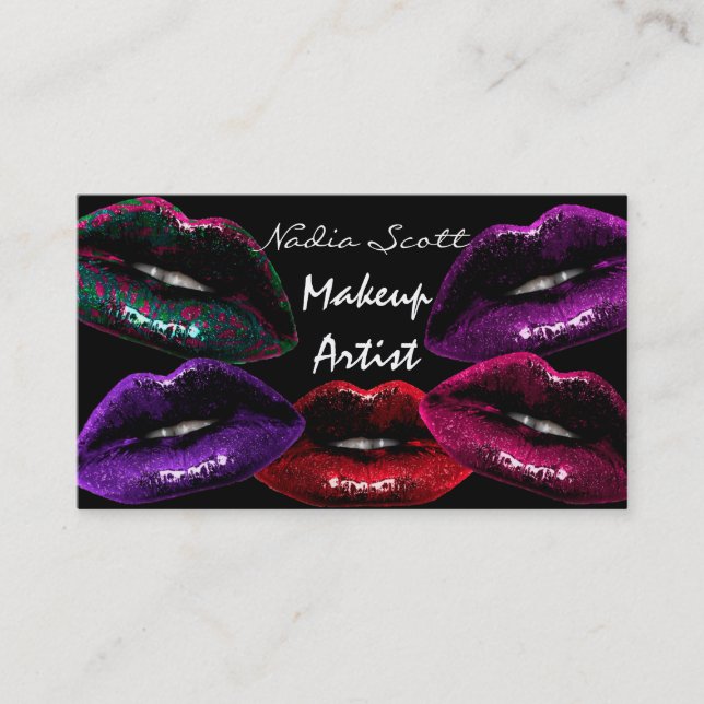 Tarjeta de visita de artista de maquillaje labios  (Anverso)