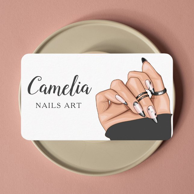 Tarjeta de visita de artista de uñas moderna Salon (Subido por el creador)