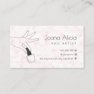 tarjeta de visita de artista de uñas sencillas de 