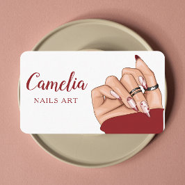 Tarjeta de visita de artista moderno Red Nail Salo