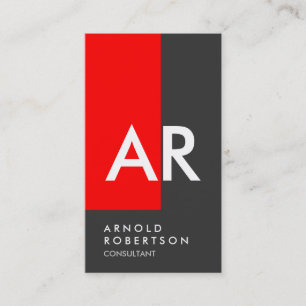 Tarjeta de visita de asesor gris rojo con monogram