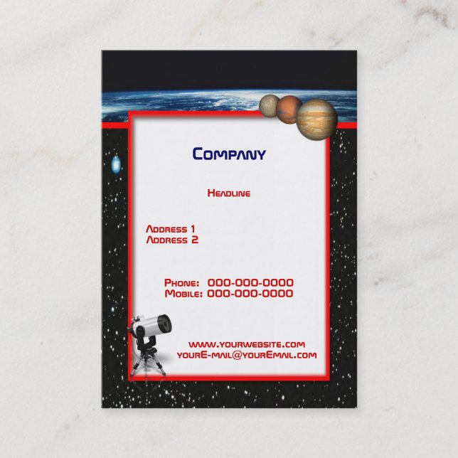 Tarjeta de visita de astronomía (Anverso)