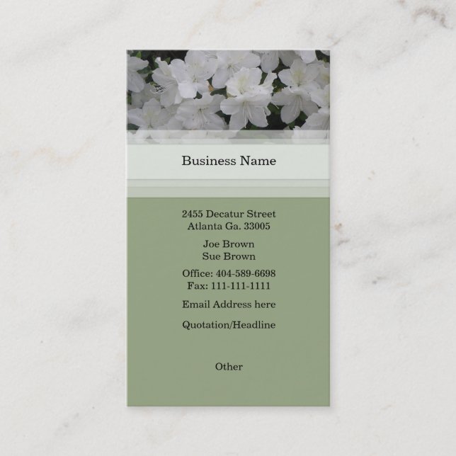 Tarjeta de visita de Azaleas Blancas (Anverso)