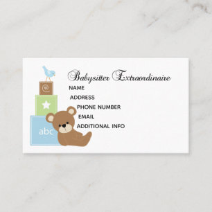 Tarjeta de visita de Baby Sitter para personalizab