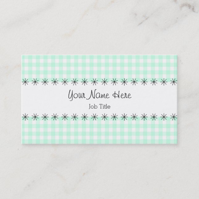 Tarjeta de visita de banda Aqua Gingham (Anverso)