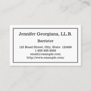 Tarjeta de visita de Barrister sencillo