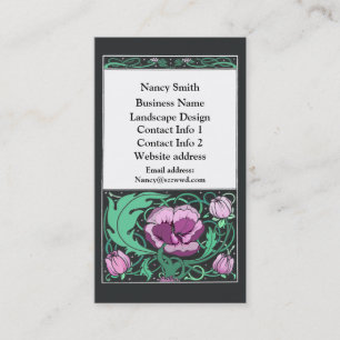 Tarjeta de visita de Beardsley del diseño floral