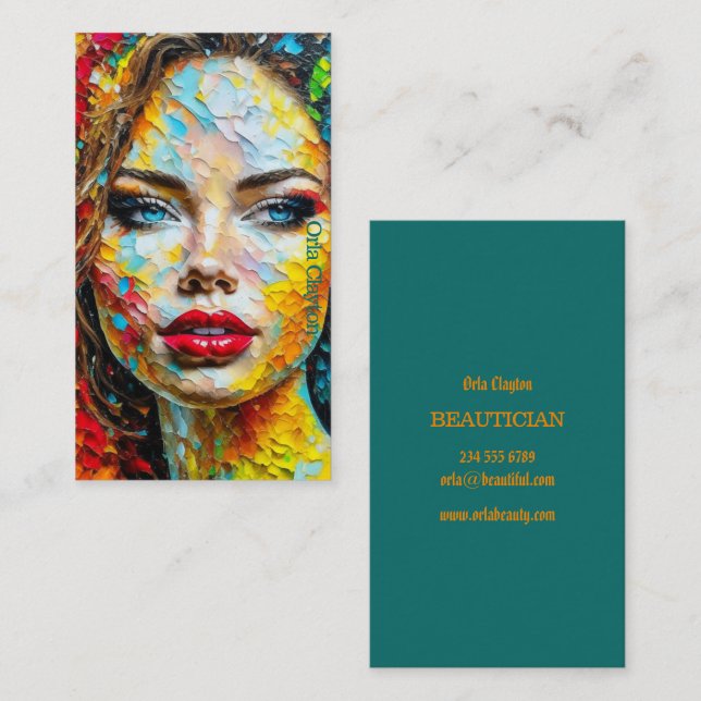 Tarjeta de visita de Beautician. Impresionante ima (Anverso / Reverso)