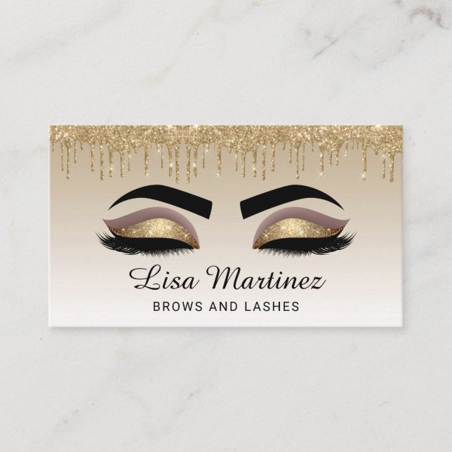 Tarjeta de visita de belleza Lash Brow Brow Gold P (Anverso)
