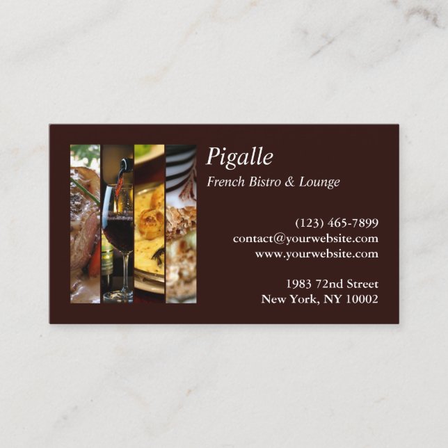 Tarjeta de visita de Bistro Francés (Anverso)