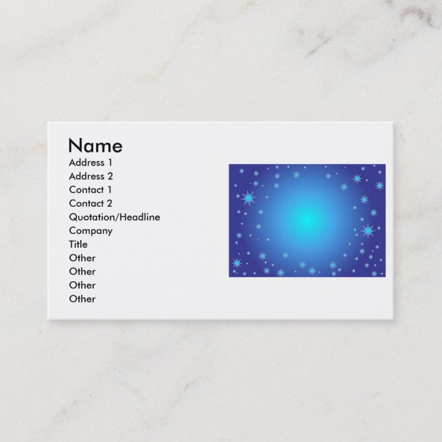 Tarjeta de visita de Blue Stars (Anverso)