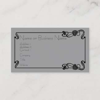 Tarjeta de visita de borde de Art Nouveau negro