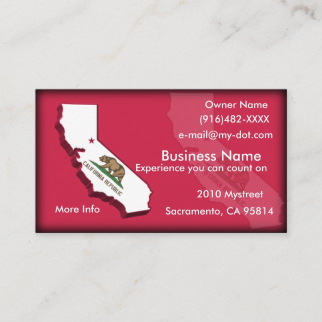 Tarjeta de visita de California (Anverso)