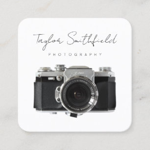 Tarjeta de visita de cámara de cine de línea fina