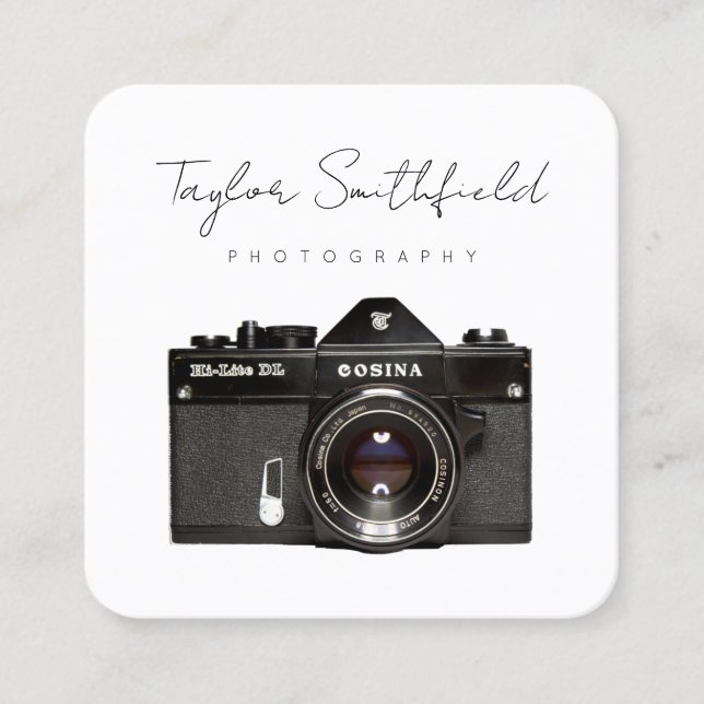 Tarjeta de visita de cámara de cine de línea fina (Anverso)