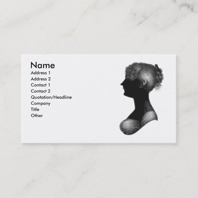 Tarjeta de visita de Cassandra Austen (Anverso)